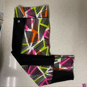 Fabletics crop pants neon colors and black